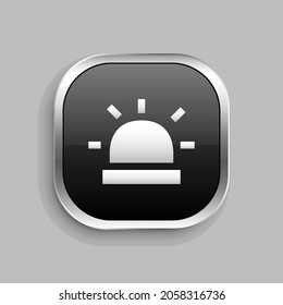 light alarm icon design. Glossy Button style rounded rectangle isolated on gray background.. Vector illustration