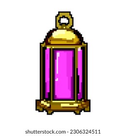 light arabic lantern game pixel art retro vector. bit eid kareem, muslim mubarak light arabic lantern. old vintage illustration