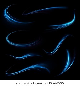 Light arc in neon colors, in the form of a turn and a zigzag. Creative vector illustration of flying cosmic meteor, planetoid, comet, fireball isolated on transparent background.