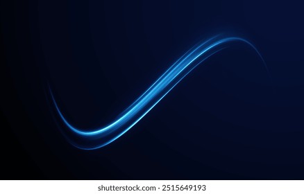 Arco claro em cores neon, na forma de uma curva e um ziguezague. Ilustração vetorial criativa de meteoro cósmico voador, planetoide, cometa, bola de fogo isolada em fundo transparente.