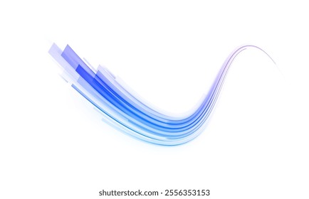 Light arc in neon colors, in the form of a turn. Creative vector illustration of flying cosmic meteor, planetoid, comet, fireball isolated on transparent background. Effect, png, wave,neon,line.