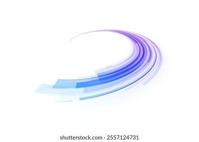 Light arc in neon colors, in the form of a turn. Creative vector illustration of flying cosmic meteor, planetoid, comet, fireball isolated on transparent background. Effect, png, wave,neon,line.