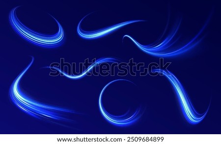Light arc in neon colors, in the form of a turn and a zigzag. Creative vector illustration of flying cosmic meteor, planetoid, comet, fireball isolated on transparent background.