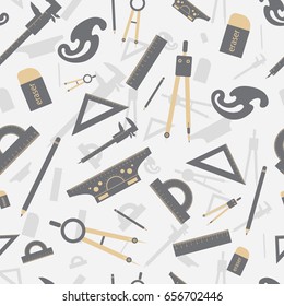 Light architectural seamless pattern with tools and elements specialized and colored on white background vector illustration