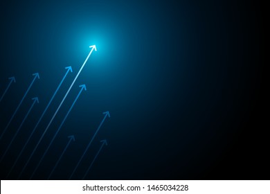 light up arrow dark blue background business growth concept