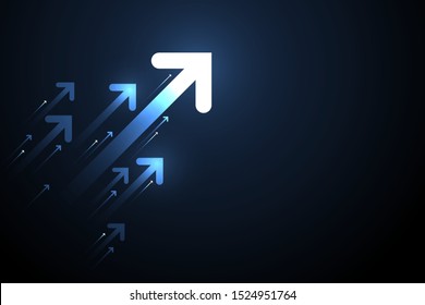 light up arrow dark blue background business growth concept