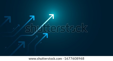 light up arrow dark blue background business growth competition technology concept