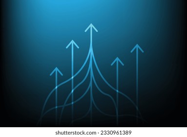 Light arrow up on dark background. vector design.