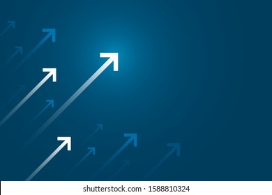 Light arrow up on dark blue background illustration, business growth concept.