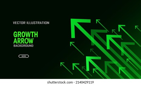 Up light arrow on dark green background with copy space business growth concept