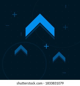 Light arrow up on grid dark background illustration copy space digital growth concept