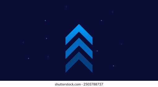 Light arrow up on grid dark background illustration copy space digital growth concept