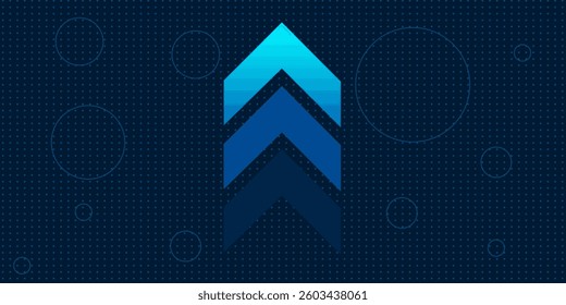 Light arrow up on grid dark background illustration copy space digital growth concept.eps10