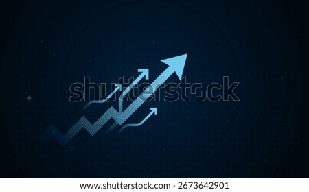 Light Arrows Blue Growing up For Business and Financial Up trend Arrows on dark gradient background, The Growth Arrows concepts with blue upward arrows vector, illustration