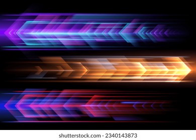 Light arrows motion effect on black background
