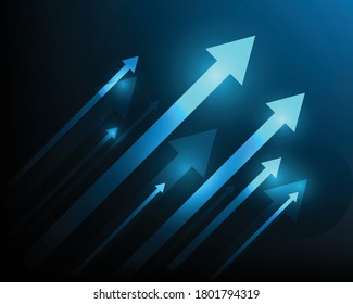 Light up arrows on blue background. Business investment growth concept. vector illustration in flat style modern design.