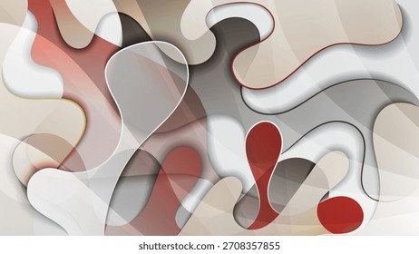 Fondo de arte ligero con Formas onduladas abstractas superpuestas. Hermosa composición de Formas translúcidas lisas superpuestas, rayas onduladas. Plantilla para sus proyectos. Vector.