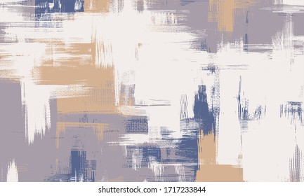 Light artwork on canvas. Cacao, cream and ochre abstract background painting, dirty art. Grungy cross hatching paint strokes, vector background illustration