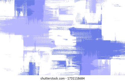 Illustration légère sur toile blanche. Peinture de fond abstraite violette et bleue, art sale. Grungy croix hachures de peinture, illustration vectorielle de fond