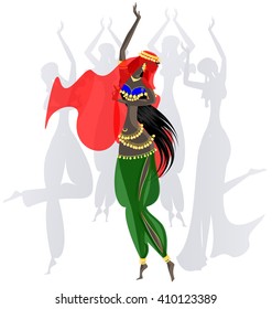 light background and abstract dancing oriental girls