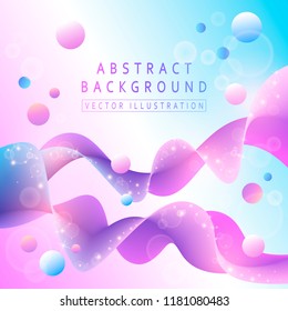 Light background with abstract sparkling 3d-waves. Three-dimensional graphic elements. Modern shiny banner