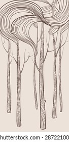 light background with abstract trees, vector illustration