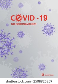 Light background with blue abstract silhouettes of coronavirus elements.