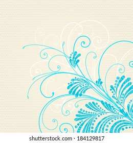 Light background with a blue floral pattern. A vector.