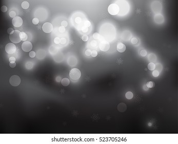  light background, bokeh of blurred light, round shape gray lights with snowflex.