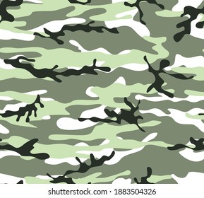 
Light background camouflage green pattern classic design on textiles.