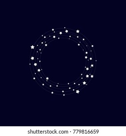 Light background in circular format with stars texture around a space for text. Stars background.