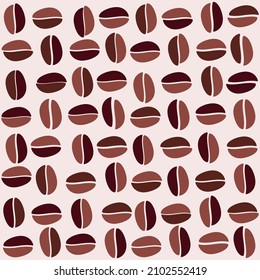 Light background and coffee beans. Vector wallpaper pattern seamless.