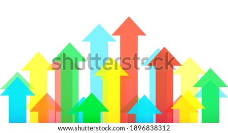 Light background with colored upward arrows on it. Vector illustration