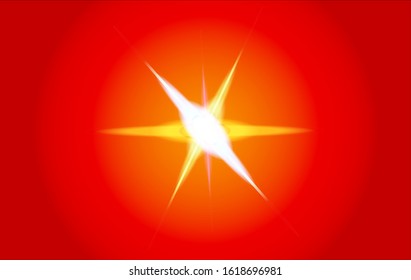 Light background. Combined sparkle of light, red, purple, blue, yellow, with orange background.