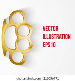 Light Background of crime detective scene with space for text. Weapons mafia of Metal Brass-knuckles. Vector illustration.