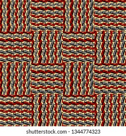 a light background with geometric figures of blue and dark red