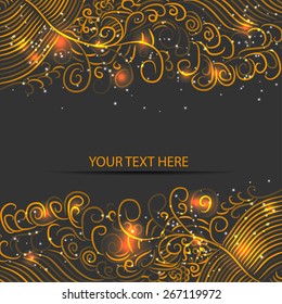 light background with golden curl branch for your text or presentation