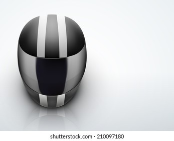Light Background High quality black motorcycle helmet. Sport Editable Vector illustration.