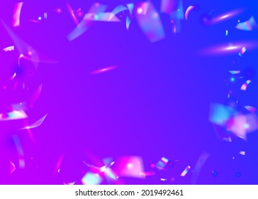 Light Background. Iridescent Sparkles. Glitter Art. Party Element. Blur Multicolor Sunlight. Fantasy Foil. Violet Shiny Texture. Neon Glare. Blue Light Background