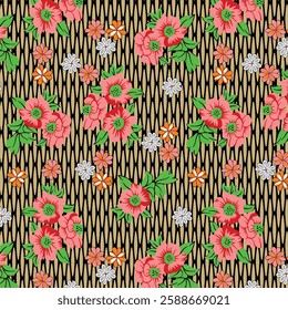 light background with lining pattern for flower bunches allover print