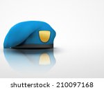 Light Background Military blue Beret NAVY Army with empty emblem. Editable Vector illustration.