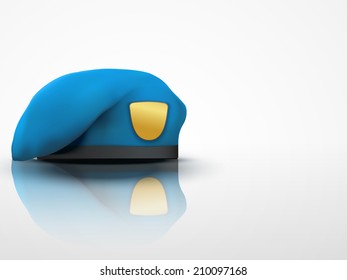 Light Background Military blue Beret NAVY Army with empty emblem. Editable Vector illustration.