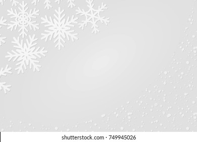 Fundo claro com flocos de neve de papel para design