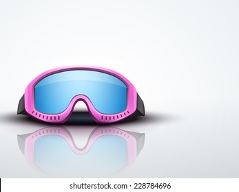 Light Background with pink ski goggles. Sport symbol of defense. Editable Vector illustration.