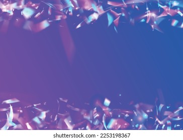 Light Background. Purple Disco Glare. Cristal Tinsel. Carnival Glitter. Glitter Foil. Laser Multicolor Gradient. Shiny Flyer. Surreal Art. Blue Light Background