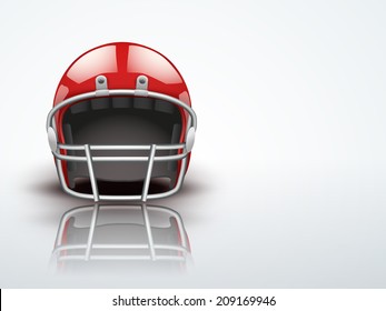 Light Background Realistic American football helmet. Equipment for protection of player. Editable Vector illustration.