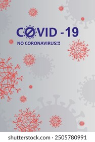 Light background with red abstract silhouette of coronavirus elements. Asian flu composition.