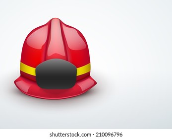 Light Background Red firefighter helmet. Space for badge or emblem. Editable Vector illustration.