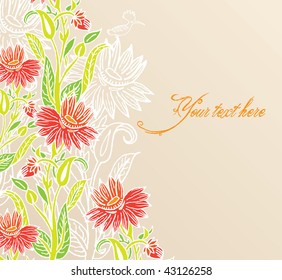 light background with red flowers
