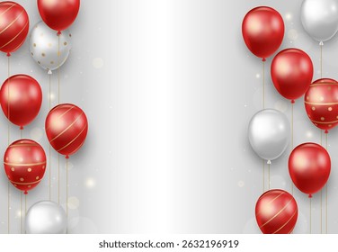 Light background with red and white balloons, banner design